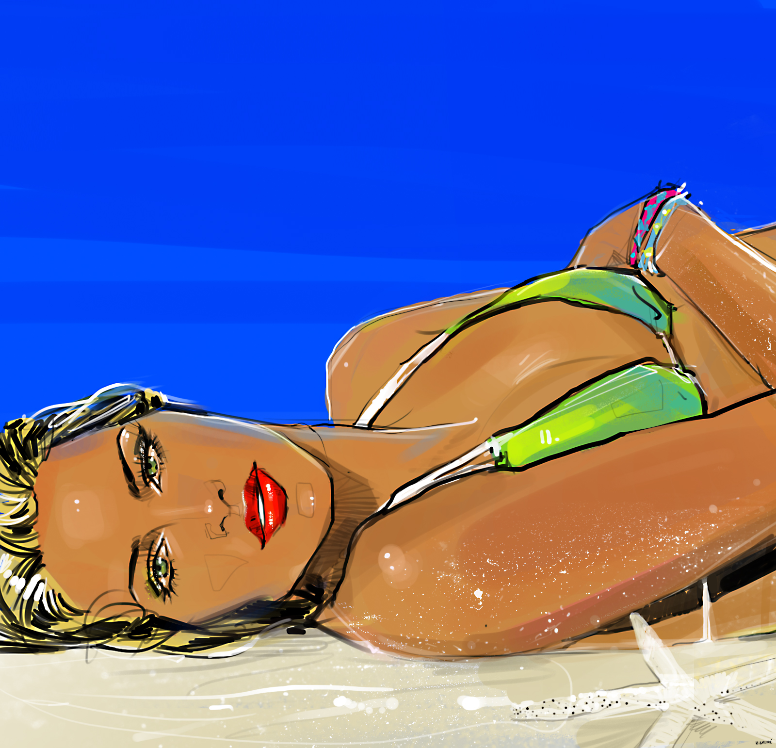 Curioos | «Girl on the beach» Artwork by Zumra Waheed