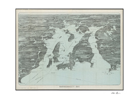 Vintage Map of Narragansett Bay RI (1907)