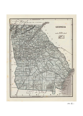 Vintage Map of Georgia (1845)