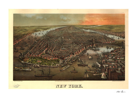 Vintage Pictorial Map of New York City (1873)