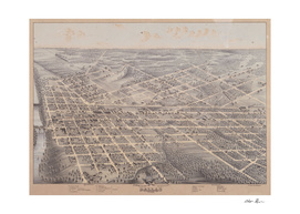 Vintage Pictorial Map of Dallas Texas (1872)