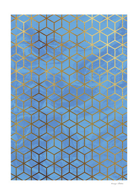 Golden line cube pattern.
