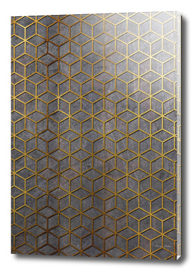 Golden line cube pattern.
