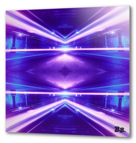 Geometric Street Night Light (HDR Photo Art) Purple