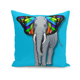 Psychedelic Grey Elephant With Butterfly Ears
