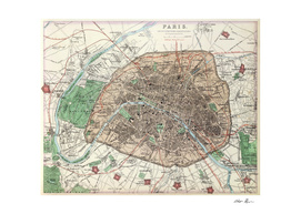 Vintage Map of Paris France (1872)