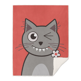 Funny Winking Cartoon Kitty Cat