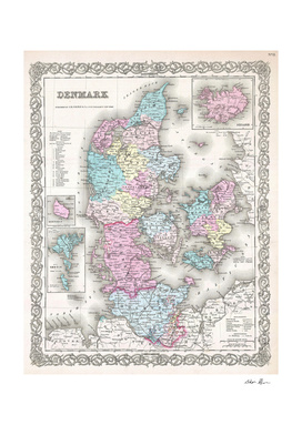 Vintage Map of Denmark (1855)
