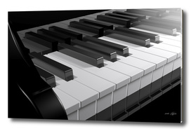 Keyboard of a black piano - 3D rendering