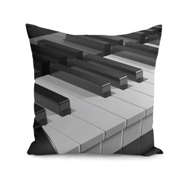Keyboard of a black piano - 3D rendering