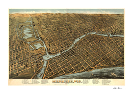 Vintage Pictorial Map of Milwaukee Wisconsin (1879)