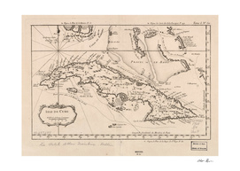 Vintage Map of Cuba (1764)