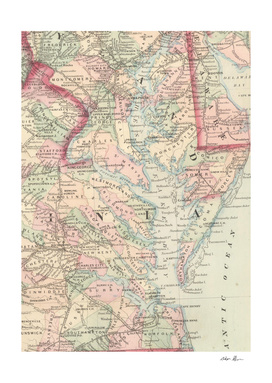 Vintage Map of The Chesapeake Bay (1875)