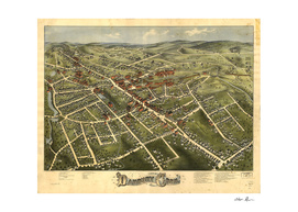 Vintage Pictorial Map of Danbury Connecticut (1875)