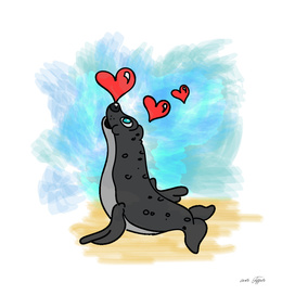 Seal with hearts