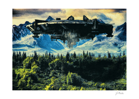 The alien ship over the forest
