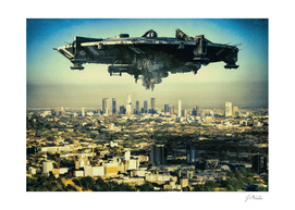 The alien ship over the Los Angeles