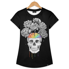 Skull with rainbow brains