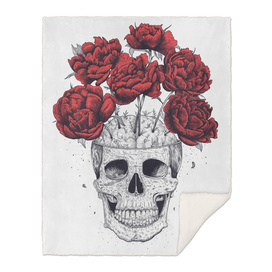 Skull with peonies