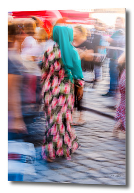 Turkish woman wearing colorful clothes