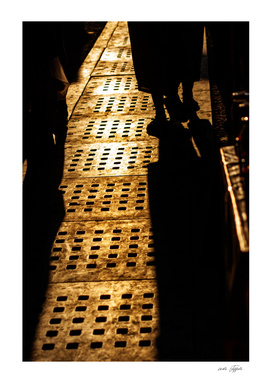 Evening shadows on the street at turkish bazaar