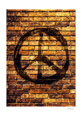 Peace symbol on the brick wall