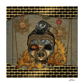 Steampunk, awesome steampunk skull with steampunk rat