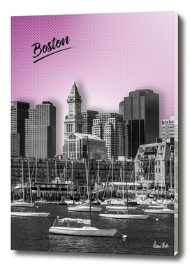 BOSTON Skyline | Graphic Art | pink