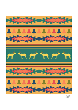 Christmas pattern with deer and native elements