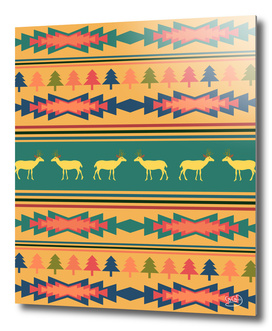 Christmas pattern with deer and native elements