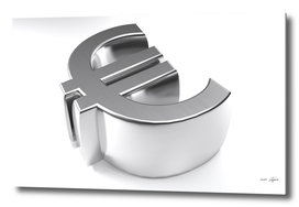 Euro symbol 3D chromed - 3D rendering