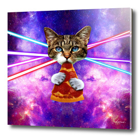 Cat Pizza Eating Cosmos Space galaxy