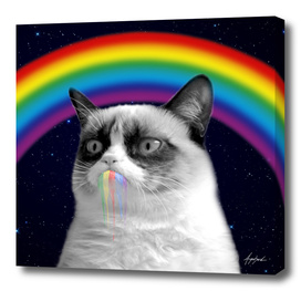 Grumpy cat all over galaxy rainbow puke Space Crazy C