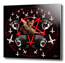 satanic cat pentagram death black metal band exorcist