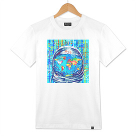 astronaut world map pop art