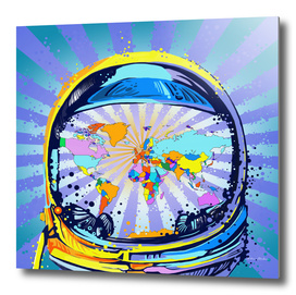 astronaut world map pop art 2