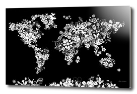 world map flowers black and white 2