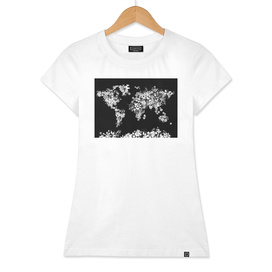 world map flowers black and white 2