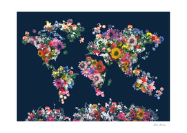 world map flowers vintage 2