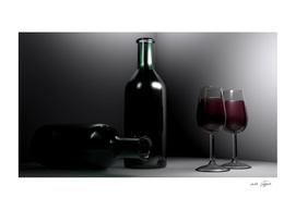 Red wine in the glasses - 3D rendering