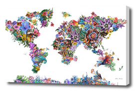 world map tropical flowers 3