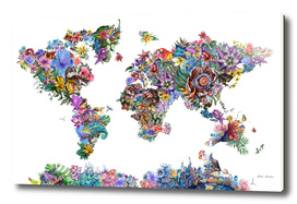 world map tropical flowers 3