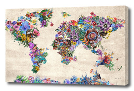 world map tropical flowers 4