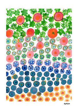Playful Green Stars and Colorful Circles Pattern