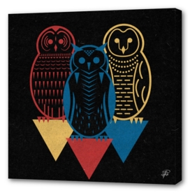 Three Owls at Night