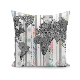 world map mandala grey