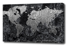 world map mandala black and white