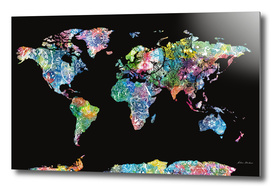 world map mandala black