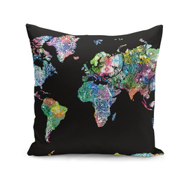 world map mandala black