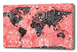 world map mandala red